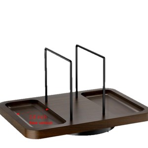 Wooden <b>Rotating</b> Tissue Holder With Condiment Organizer Kitchen Storage <b>Rack</b> For Paper Towel And <b>Spices</b> - Product Image 2