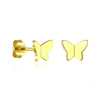 Perhiasan Mode Baru 925 Anting Kancing Kupu-kupu Perak Murni Anting-Anting Hewan Kupu-kupu Kecil Minimalis Berlapis Emas untuk Wanita