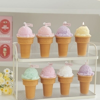 Velas Personalizadas de Lujo con Aroma, Diseño Adorable de Cono de Helado en Tonos Pastel, Velas con Forma de Helado para Tiendas de Regalos