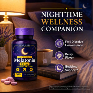 Comprimés de mélatonine à dissolution rapide, saveur baies, 12 mg, formule personnalisée, faible MOQ, certifiés GMP, pour un sommeil réparateur et un soutien nocturne - Product Image 3
