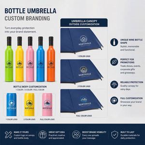 21" 8K Waterproof Durable Three-Folding Wine Bottle Shape Umbrella with Silk <b>Screen</b> Printing for Promotion Gift Souvenir - Product Image 3