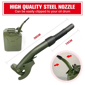 Buse de remplissage flexible en métal et caoutchouc pour bidons de 5/10/20 litres, pour essence et carburant, avec joint d'étanchéité de 38 cm + joint d'étanchéité - Product Image 2