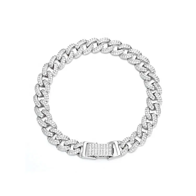 Fine Jewelry Sterling Silver 925 Luxury Cuban Chain Bracelet 13mm*18cm For Men And Women