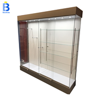 Schwarze Abschließbare Glasvitrine mit Verstellbaren Regalen Zigaretten- und Tabakausstellungsschrank für Rauchershops