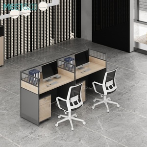 โต๊ะคอมพิวเตอร์ MDF E1 คุณภาพสูง ดีไซน์ทันสมัย สำหรับ 4 คน พร้อมฉากกั้นสำหรับคอลเซ็นเตอร์และเวิร์กสเตชั่นสำนักงาน เหมาะสำหรับโรงงาน - Product Image 1
