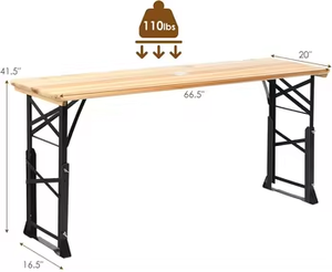 Ensemble de table et bancs pliants en bois pour l'extérieur, idéal pour jardin, barbecue, pique-nique, cour et cuisine - Product Image 4