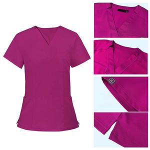ODMカスタムロゴ入り医療用スクラブトップス、スパンデックス混紡ユニセックスナースユニフォーム（病院用） - Product Image 3