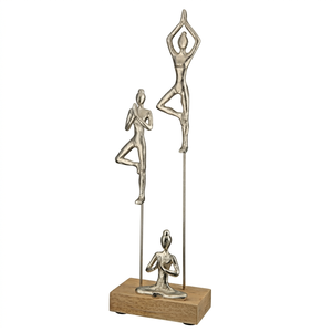 9D x 15.5W x 51H Aluminum Metal Yoga Figurine Sculpture Set Handmade Minimalist Artistic Tabletop <b>Decor</b> Living Room - Product Image 1