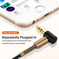 90-Grad-Winkel 3,5mm Stecker auf Buchse AUX-Kabel, Spiralförmiges Twisted-Pair PVC-Verlängerungskabel für Kopfhörer-Audiobuchsen