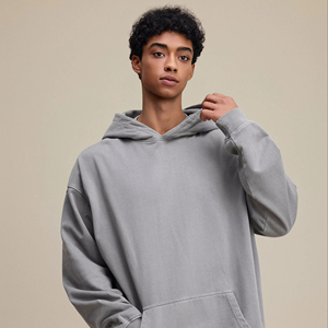 <span class=keywords><strong>Felpa</strong></span> <span class=keywords><strong>con</strong></span> <span class=keywords><strong>cappuccio</strong></span> da <span class=keywords><strong>uomo</strong></span> American Heavyweight 480G, blu tinta unita, effetto invecchiato, lavaggio cerato, vestibilità ampia, anti-pilling, per autunno - Product Image 1