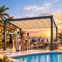 Pergola motorisée en PVC prête à l'emploi, auvent rétractable, toit pliant, auvent extérieur imperméable pour terrasse d'hôtel, jardin, cour