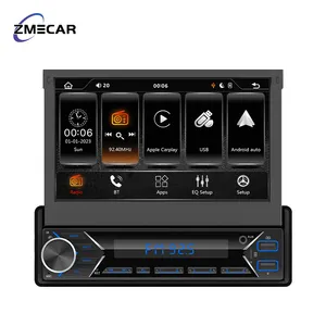 1din car digital media radio retractable 7 touch screen display autoradio stereo mp5 video car multimedia dvd player