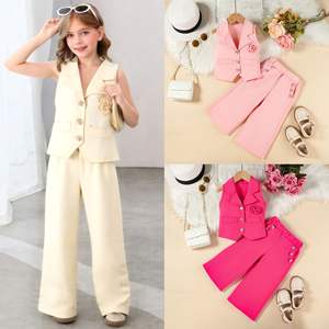 Abbigliamento Estivo per Bambina da <span class=keywords><strong>4</strong></span> a 6 <span class=keywords><strong>Anni</strong></span>, Set con Gilet Senza Maniche, Completo Multicolore per Bambini - Product Image 2