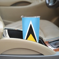 Gobelet de voyage personnalisé 20 oz avec drapeau national de Sainte-Lucie, tasse en acier inoxydable à couvercle vissé pour la conduite, le camping et les activités quotidiennes en extérieur