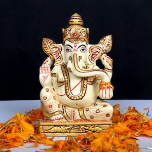 Nirmala Handicrafts - Estatua de Ganesha de Resina Hecha a Mano, 3x2x4.5 Pulgadas, Figuras Religiosas Culturales Tradicionales, Decoración de Mesa, Diwali - Product Image 1