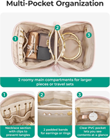 Pochette de voyage personnalisée pour bijoux, organiseur portable multi-compartiments, étui de rangement pliable pour colliers, bagues et boucles d'oreilles