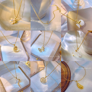 Collar <span class=keywords><strong>de</strong></span> Cobre Versátil con <span class=keywords><strong>Cadena</strong></span> <span class=keywords><strong>de</strong></span> Bambú, Estilo Coreano, Chic y <span class=keywords><strong>de</strong></span> Lujo Discreto, Famoso en Internet, con Colgante Minimalista <span class=keywords><strong>de</strong></span> Cuatro Hojas para Mujer - Product Image 4