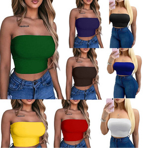 Sexy Strapless Women's Breathable Knitted Casual Short Solid Color Corset Tank Top <strong>Boob</strong> <strong>Tube</strong> Top - Product Image 6
