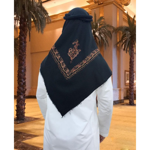 이슬람 히잡 스카프 남성 10 색 남성 히잡 스카프 남성 이슬람 베일 자수 히잡 55 인치 스퀘어 블랙 자수 Shemagh - Product Image 4