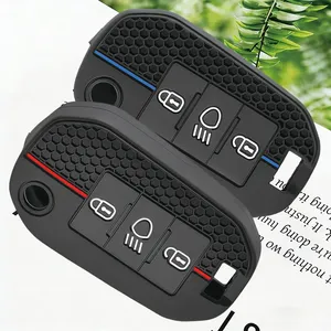 Housse de protection pour clé de voiture en silicone souple de qualité supérieure, 3 boutons, pour Peugeot 208 301 308 508 <span class=keywords><strong>5008</strong></span> 3008 Citroën 2010 2021 <span class=keywords><strong>2023</strong></span> - Product Image 3