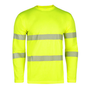 Chemise de sécurité réfléchissante à manches longues jaune fluorescent, vêtements de travail haute visibilité, polyester respirant, utilisation sur chantier - Product Image 5