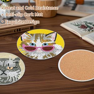 Kim cương nghệ thuật DIY Non-Slip uống đế lót ly Bộ dụng cụ handpainted cup Mat cho trang trí nội thất quà tặng cho người lớn - Product Image 6