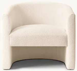 <span class=keywords><strong>Fauteuil</strong></span> d'appoint de salon rétro aux formes cinétiques, forme tonneau, entièrement rembourré, courbes douces, accoudoirs inclinés, siège flottant, base ouverte - Product Image 1