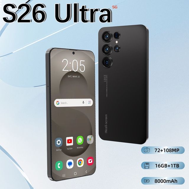 S26 Ultra 5G Smartphone 16GB+1TB Storage 144Hz Display Deca Core CPU Android 15 108MP Camera 65W Fast Charging Global Languages