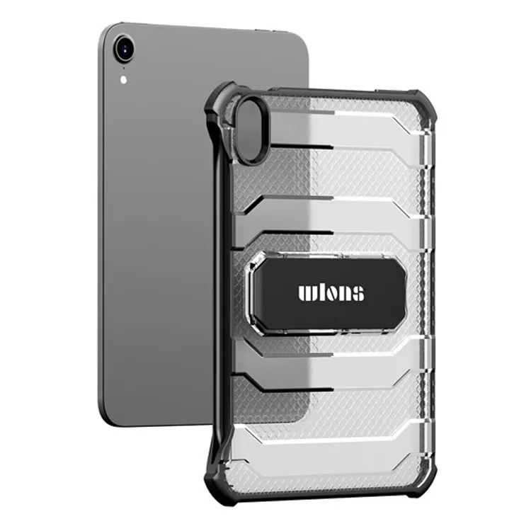 견고한 충격 방지 방패 군사 패드 태블릿 케이스 킥 스탠드 8.3 인치 iPad Mini 6, Clear TPU PC Armor Cover 용 태블릿 케이스