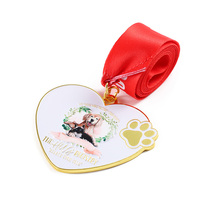 Médailles personnalisées d'usine Médailles en émail en forme de coeur Sports Metal Zinc Alloy 3D Color Spray Animal Chiens Chats Médaille d'or pour Souvenirs