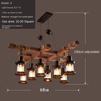 Lustre rétro de style américain, design industriel, lampe suspendue pour cafés, restaurants et bars, lumière créative en bois