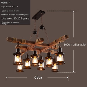 Lustre rétro de style américain, design industriel, lampe suspendue pour cafés, restaurants et bars, lumière créative en bois - Product Image 4