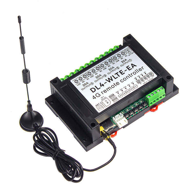 DL4-WLTE-EA GSM 4G Module LTE SMS Web Remote Controller 30A 4 Channel Relay Temperature Monitor Power Failure Alert 4Input Alarm