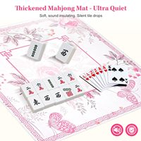 Tapis de Mahjong Classique Moderne en Caoutchouc Antidérapant et Imperméable avec Sac à Cordon Personnalisé à Motif Floral pour le Divertissement