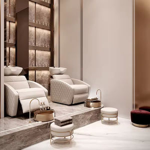 Muebles de Salón de Belleza y Peluquería de Lujo Personalizados, Diseño Moderno de Barbería con Luz LED - Product Image 5