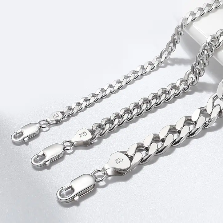 Wholesale Men's 925 Sterling Silver Curb Cuban Link Chain Bracelets for Unisex Wrist Jewelry Gifts