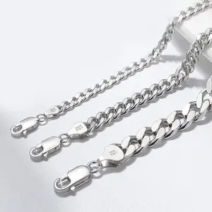 Wholesale Men der 925 Sterling Silver Curb Cuban Link Chain Bracelets für Unisex Wrist Jewelry Gifts