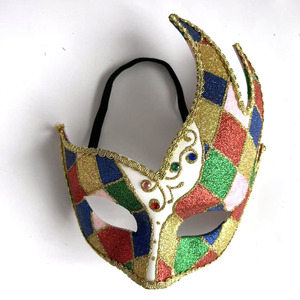 Maschera da Principessa Colorata con Polvere Dorata e Blocchi <span class=keywords><strong>di</strong></span> Colore per Feste in Maschera - Product Image 1