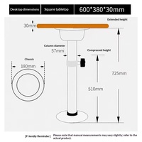 Table relevable en bois massif, hauteur réglable 530-750 mm, pour conversion intérieure de camping-car et véhicule de loisirs (pièces de rechange)
