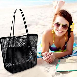 Bolso de playa de malla con logo personalizado, bolso de hombro de ganchillo suave informal de verano para mujer, bolso de compras para mujer, bolso de viaje para natación - Product Image 6