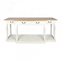 Console de couloir longue et étroite en bois massif recyclé, style rustique et campagnard, avec tiroirs, pour salon - HL515