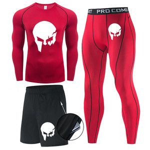 Ensemble de <span class=keywords><strong>sport</strong></span> 3 pièces pour hommes, séchage rapide, T-shirt, vêtements d'entraînement, Leggings de course, collants musculaires de <span class=keywords><strong>grande</strong></span> <span class=keywords><strong>taille</strong></span>, été - Product Image 3
