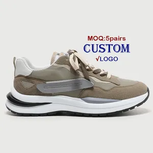 Primavera novo design esportes tamanho grande moda couro casual sneakers corrida tênis para homens