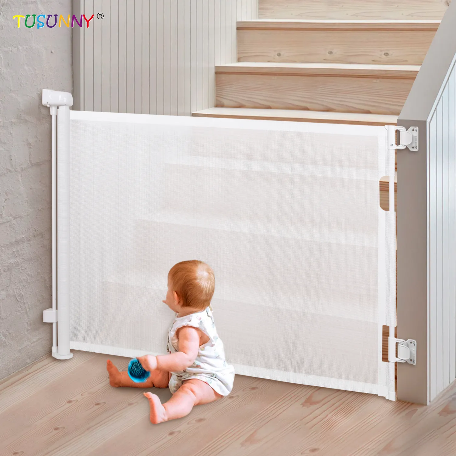 Baby Gates For Doorways Or Stairs - Retractable Safety Gate For Child  Pets  Dog  Puppy Or Cat