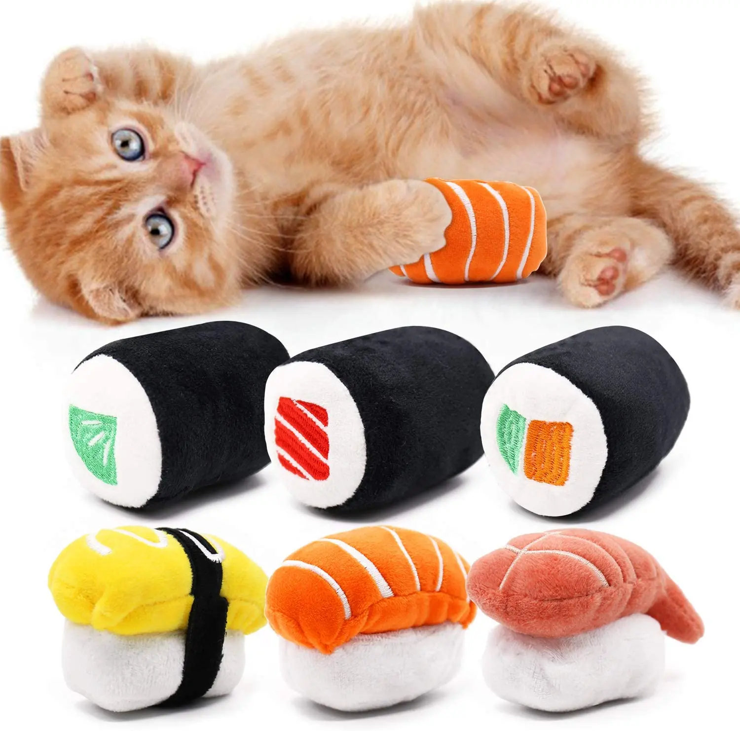 Lot de 6 jouets interactifs pour chat Sushi avec cataire, meilleure vente 2023