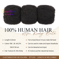 Originea 50g Cheveux Humains Afro Crépus Ondulés Prédéfrisés En Vrac Bruts Remy pour Tresses Twist Faux Locs Extension de Cheveux Douce