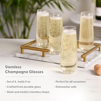 Flûtes à champagne élégantes en plastique PS acrylique noir de 9 oz, jetables, avec logo personnalisé, pour fêtes et mariages