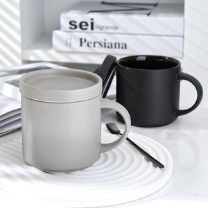 Tasse en céramique minimaliste moderne nordique avec couvercle, ensemble de tasses créatives glaçage mat pour hôtel et Restaurant - Product Image 4