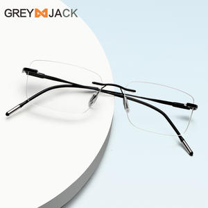 Montures de lunettes carrées sans monture en métal pour hommes Greyjack, verres en polycarbonate anti-UV Me2036 - Product Image 1