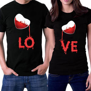 Camicia di coppia di cotone di alta qualità t-Shirt di san valentino abbinata t-Shirt personalizzata digitale allentata accogliente manica corta all'ingrosso - Product Image 2